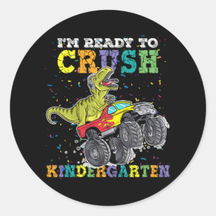 Kids I'm Ready To Crush Kindergarten Monster Truck Classic Round Sticker