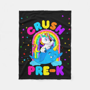 Kids I'm Ready To Crush Pre K Unicorn Ck To School Fleece Blanket