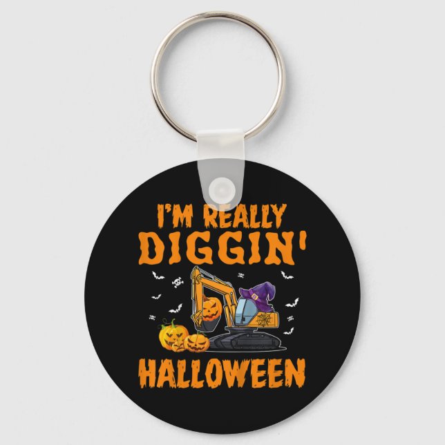 Kids I'm really Diggin Excavator Construction Hall Keychain (Front)