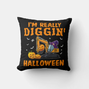 Kids I'm really Diggin Excavator Construction Hall Throw Pillow