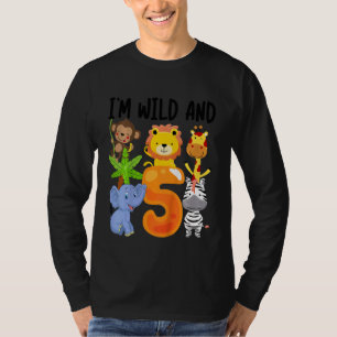Kids I'm Wild And 5 Five Zoo 5th Birthday Safari J T-Shirt
