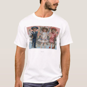 Kids in Blue, White and Pink T-Shirt