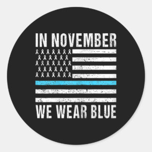 Kids In November We Wear Blue Diabetes Awareness M Classic Round Sticker