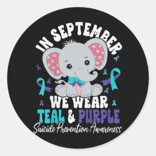 Kids In September We Wear Teal And Purple Suicide Classic Round Sticker