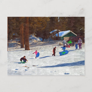 Kids in Snow Postcard