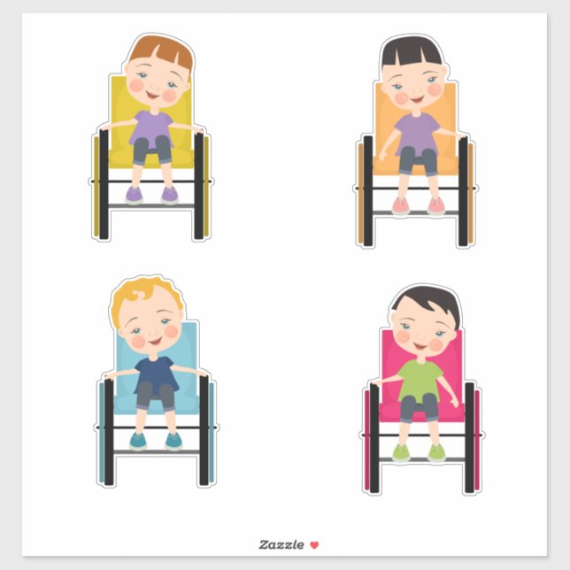 Kids in Wheelchair Stickers 4 (Sheet)