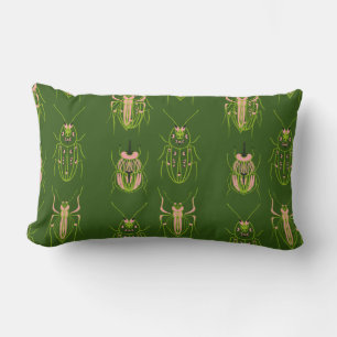 Kids Insect Bug Beetle Hand Drawn Pattern Lumbar Pillow