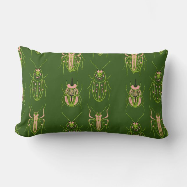 Kids Insect Bug Beetle Hand Drawn Pattern  Lumbar Pillow (Front)