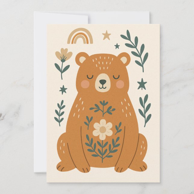 Kids Invitation - Nordic Bear (Front)