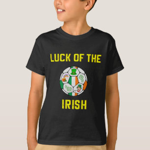 Kids Irish Flag Ireland Soccer Byll Art  T-Shirt
