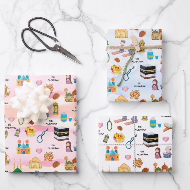 Kids Islamic Gift Wrap – Colourful Eid & Ramadan (Front)