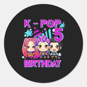 Kids It's My 5th Birthday Cute Chibi Kpop Funn Classic Round Sticker