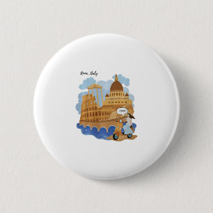 Kids Italy Souvenir Girl On Bike Saying Ciao - Hel 2 Inch Round Button