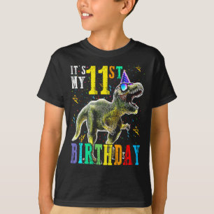 Kids It's My 11st Birthday Happy 11 Year Dinosaur T-Shirt