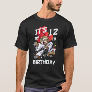 Kids Its My 12th Birthday 12 Year Old Sloth Karate T-Shirt
