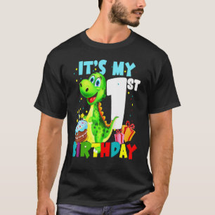 Kids It's My 1st Birthday Funny 1 Year Old Boy Din T-Shirt