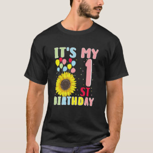 Kids It's My 1st Birthday Sunflower 1 Years Old Bi T-Shirt