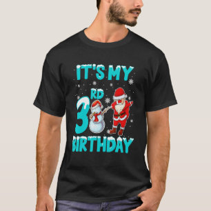 Kids It's My 3rd Birthday 3 Years Old Dabbing Snow T-Shirt