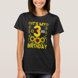 Kids It's My 3rd Birthday Sunflower 3 Years Old Bi T-Shirt
