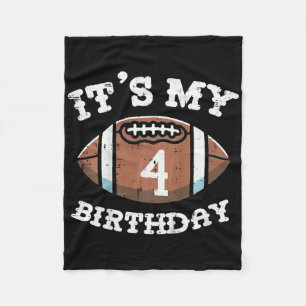 Kids Its My 4th Birthday American Football 4 Year Fleece Blanket
