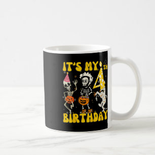 Kids It's My 4th Birthday Boy Funny Skeleton Pumpk Coffee Mug