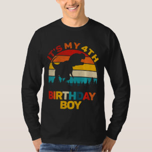 Kids It's My 4th Birthday Boys Dinosaur Rex Four Y T-Shirt