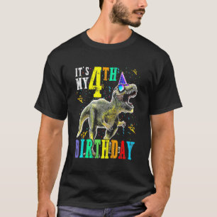 Kids It's My 4th Birthday Happy 4 Year Dinosaur  G T-Shirt
