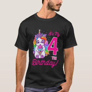 Kids It's My 4Th Birthday Ice Cream Rainbow Unicor T-Shirt