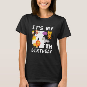 Kids It's My 4th Birthday Zoo Jungle Safari 4 Year T-Shirt