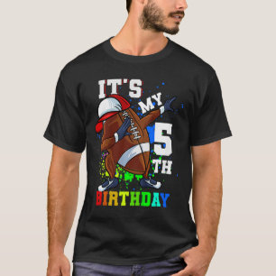 Kids Its My 5th Birthday 5 Year Old Dabbing Footba T-Shirt