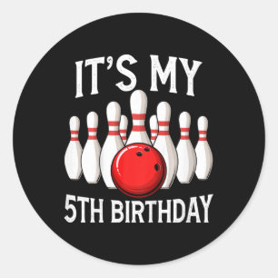 Kids It's My 5th Birthday Bowling Bowler 5 Years O Classic Round Sticker