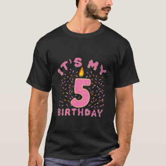 Kids It's My 5Th Birthday Girls 5 Years Old Doughn T-Shirt