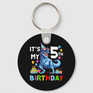 Kids It's My 5th Birthday Happy 5 Year T-Rex   Keychain