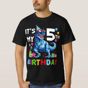 Kids It's My 5th Birthday Happy 5 Year T-Rex T-Shirt