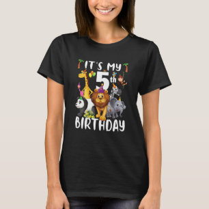 Kids Its My 5th Birthday Zoo Safari Jungle Animal T-Shirt