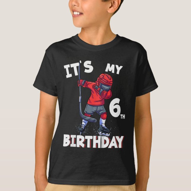 Kids It's My 6th Birthday 6 Year Old Ice Hockey Bi T-Shirt (Front)