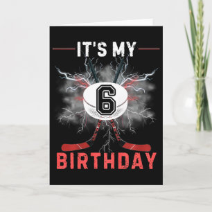 Kids It's My 6th Birthday Hockey Boy Funny Hockey  Card