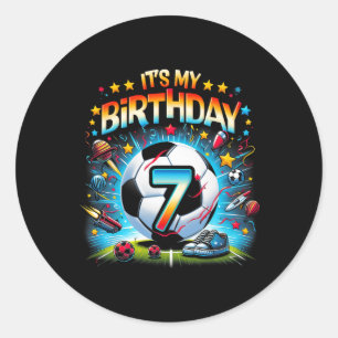Kids It's My 7th Birthday Boys Soccer Footbyll 7 Y Classic Round Sticker