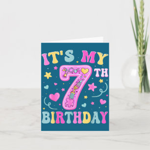 Kids It's My 7th Birthday Girl 7 Seven Happy Birth Card