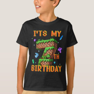 Kids It's My 7th Birthday Pixel Gamer Party Boy Gi T-Shirt