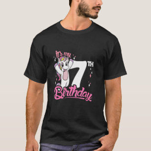 Kids Its My 7th Birthday Rainbow Unicorn Party Bda T-Shirt