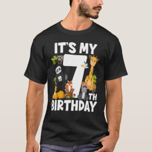Kids It's My 7th Birthday Zoo Jungle Safari 7 Year T-Shirt
