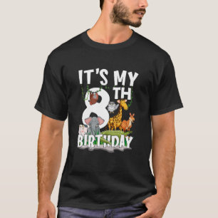 Kids It's My 8th Birthday Zoo Jungle Safari 8 Year T-Shirt