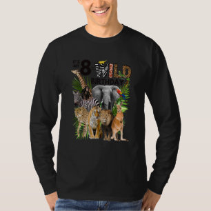 Kids It's My 8th Wild Birthday Safari Animals Zoo T-Shirt