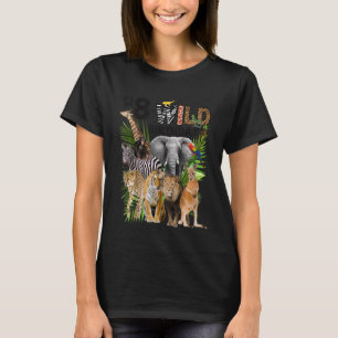 Kids It's My 8th Wild Birthday Safari Animals Zoo  T-Shirt