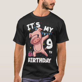 Kids Its My 9th Birthday 9 Year Old Pig Birthday 3 T-Shirt