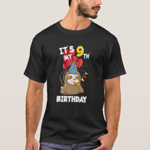 Kids Its My 9th Birthday 9 Year Old Sloth Birthday T-Shirt