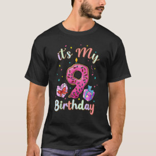 Kids It's My 9th Birthday 9 Years Old Donut Cake T-Shirt