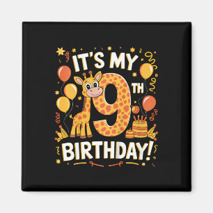 Kids It's My 9th Happy Birthday Giraffe 9 Years Ol Magnet