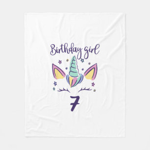 Kids It's My Birthday Dabbing Unicorn Rainbow Girl Fleece Blanket